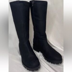 Novacas Black Suede Boots With Side Zipper Size 38 NEW